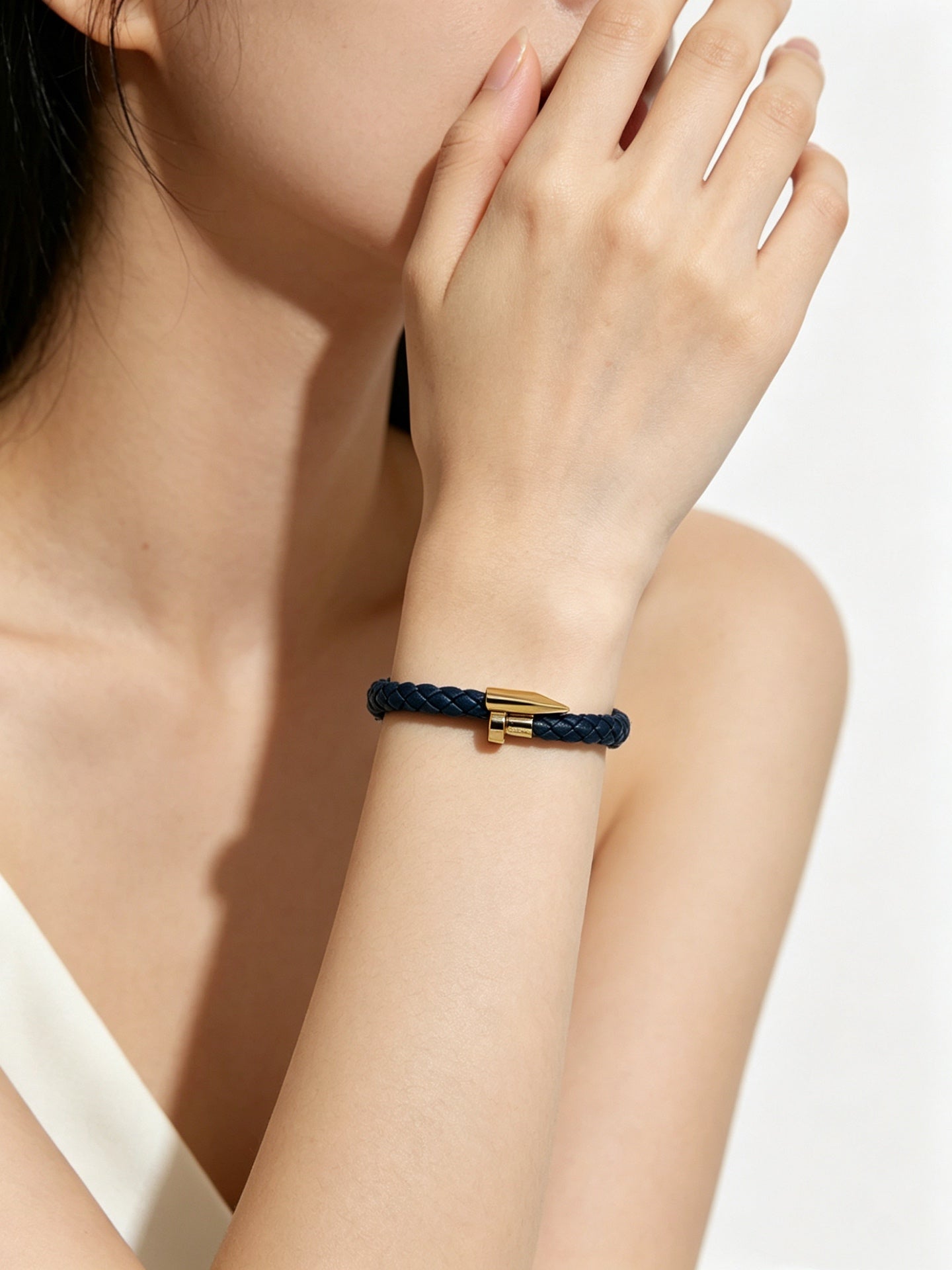 Sculptural Statement Bracelet in Gold-Tone – Design 122 side detail