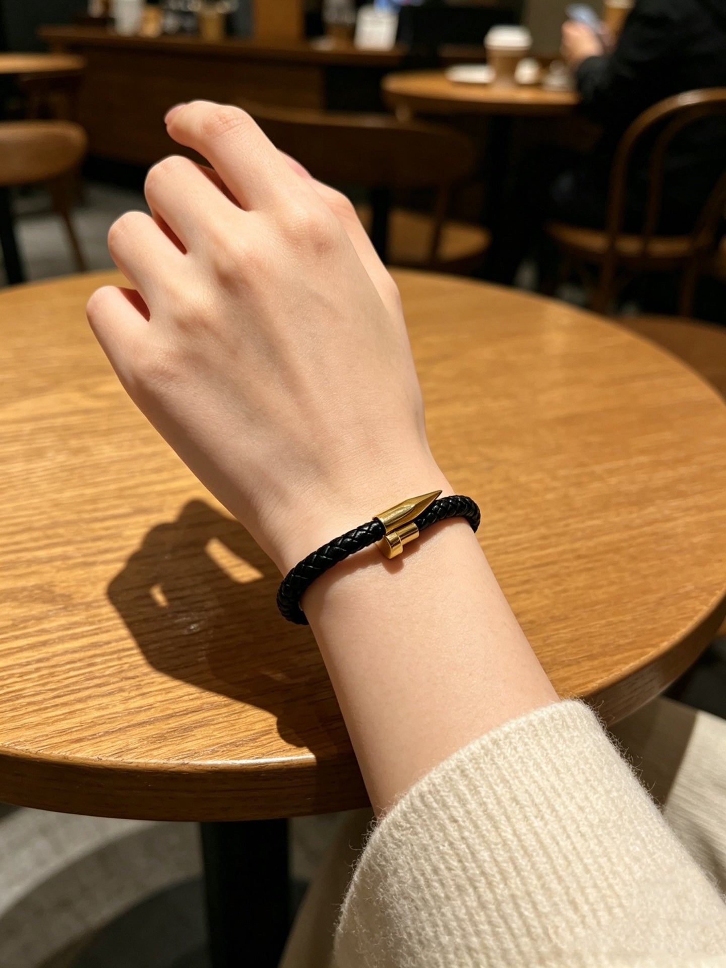 Sculptural Statement Bracelet in Gold-Tone – Design 118 side detail
