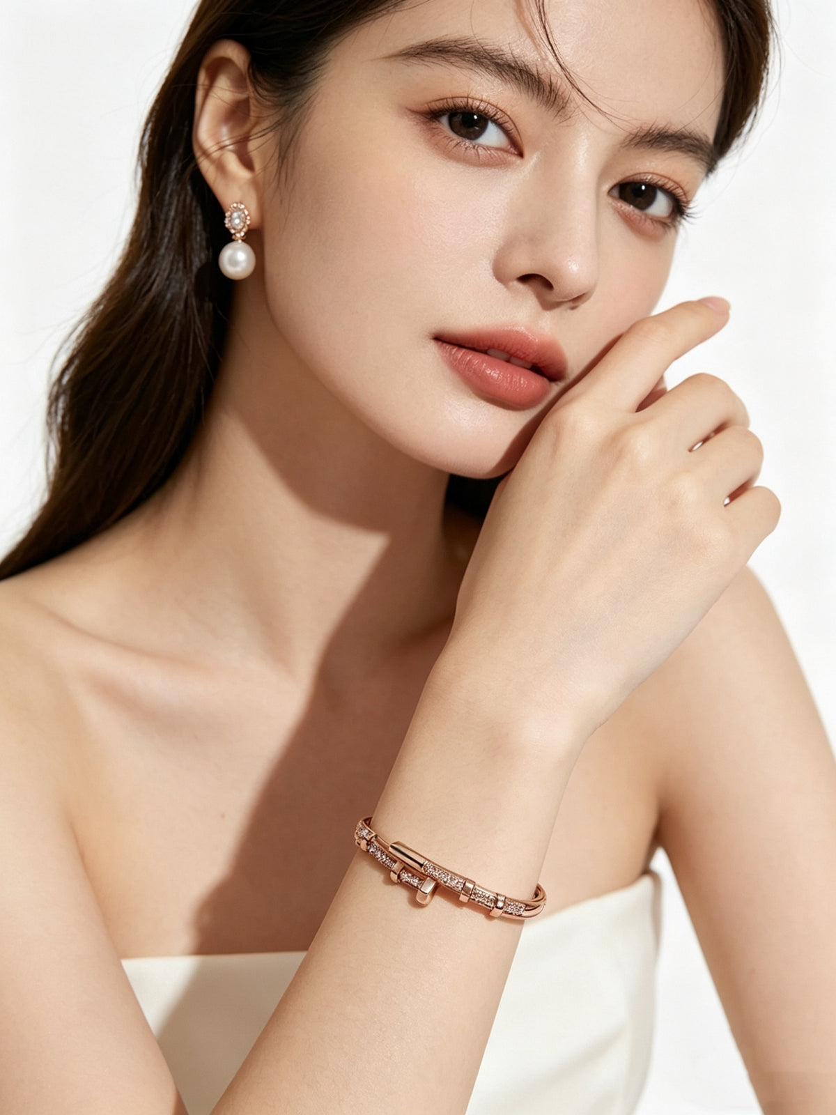 Sculptural Statement Bracelet in Gold-Tone – Design 115 styled view
