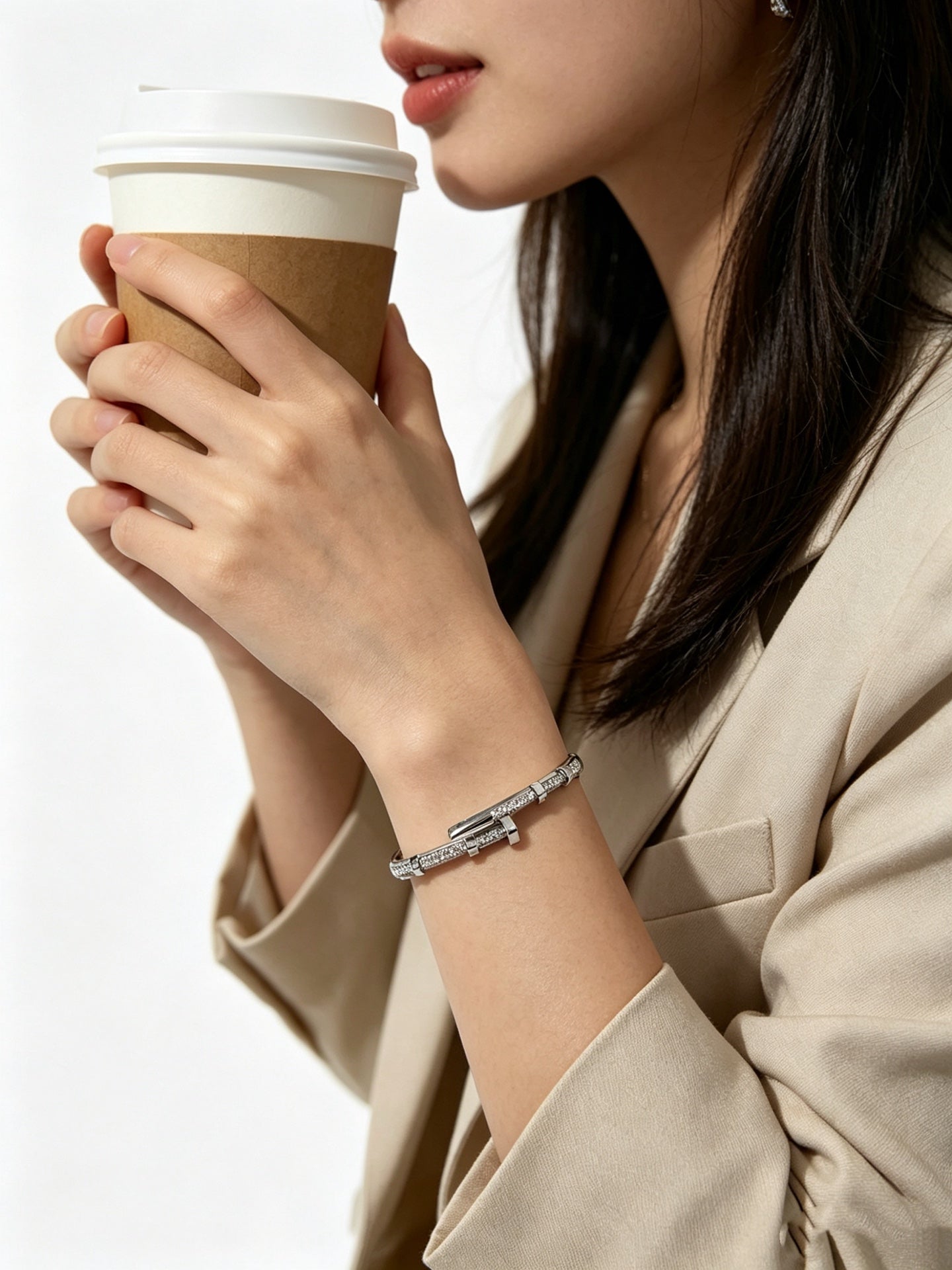 Sculptural Statement Bracelet in Gold-Tone – Design 114 styled view