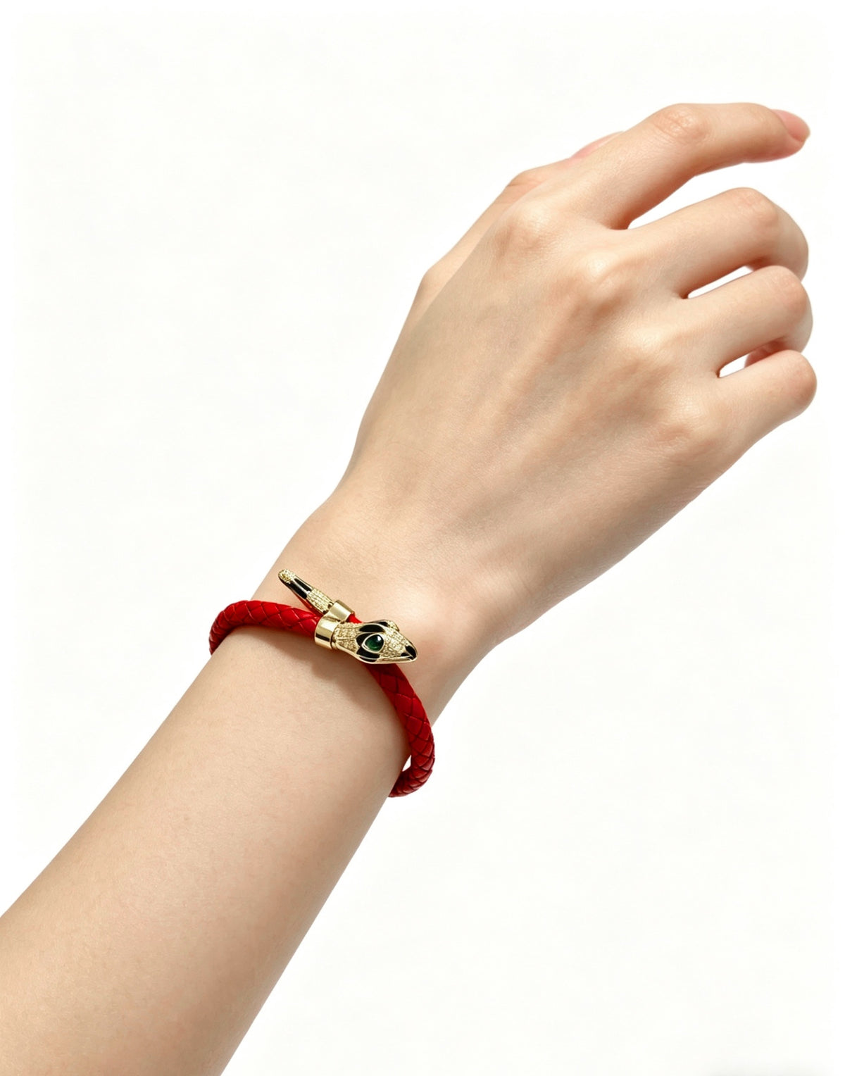 Geometric Emblem Braided Bracelet in Polished Metal-Tone – Design 015 side detail
