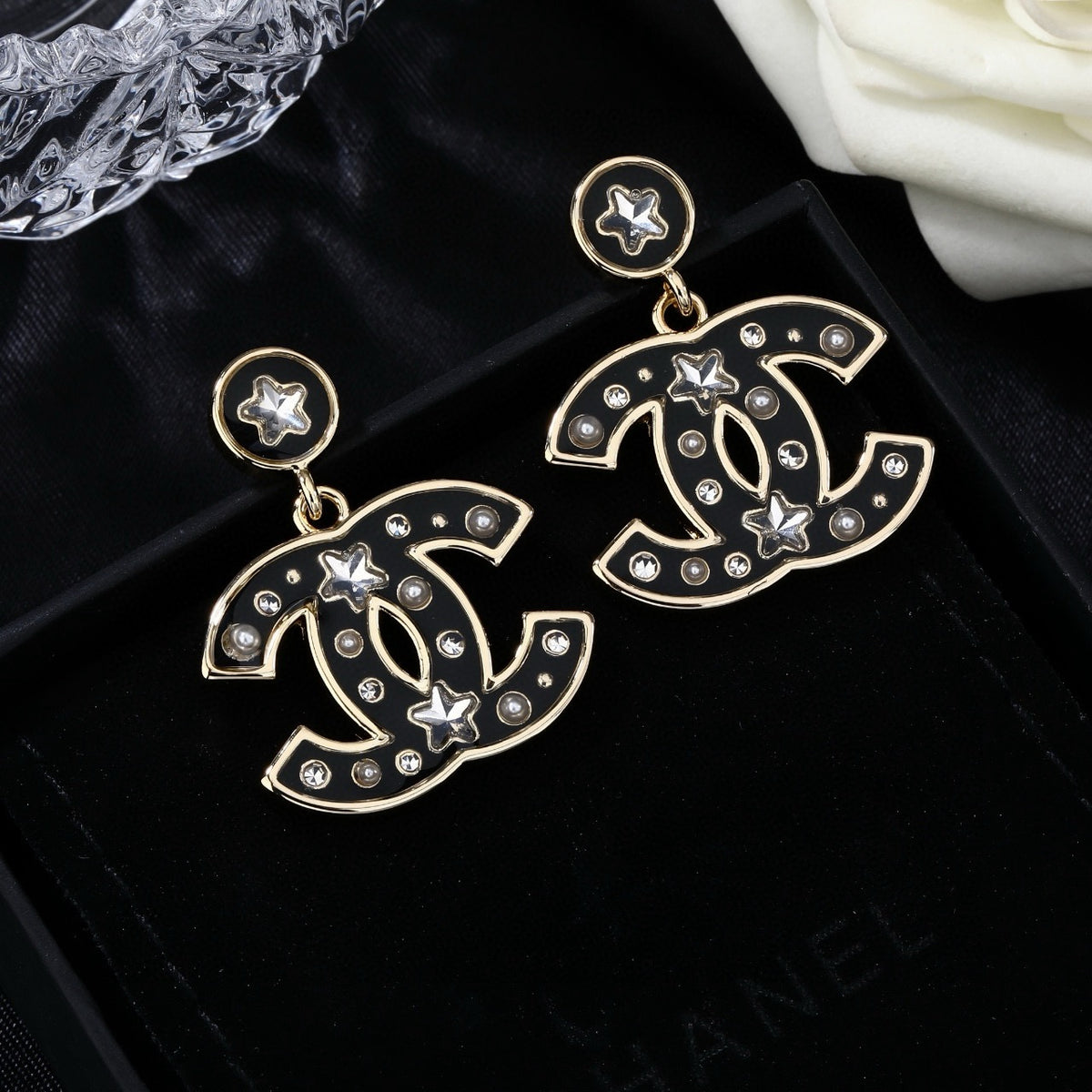 Signature Emblem Statement Earrings in Polished Metal-Tone – Design 040 styled product view