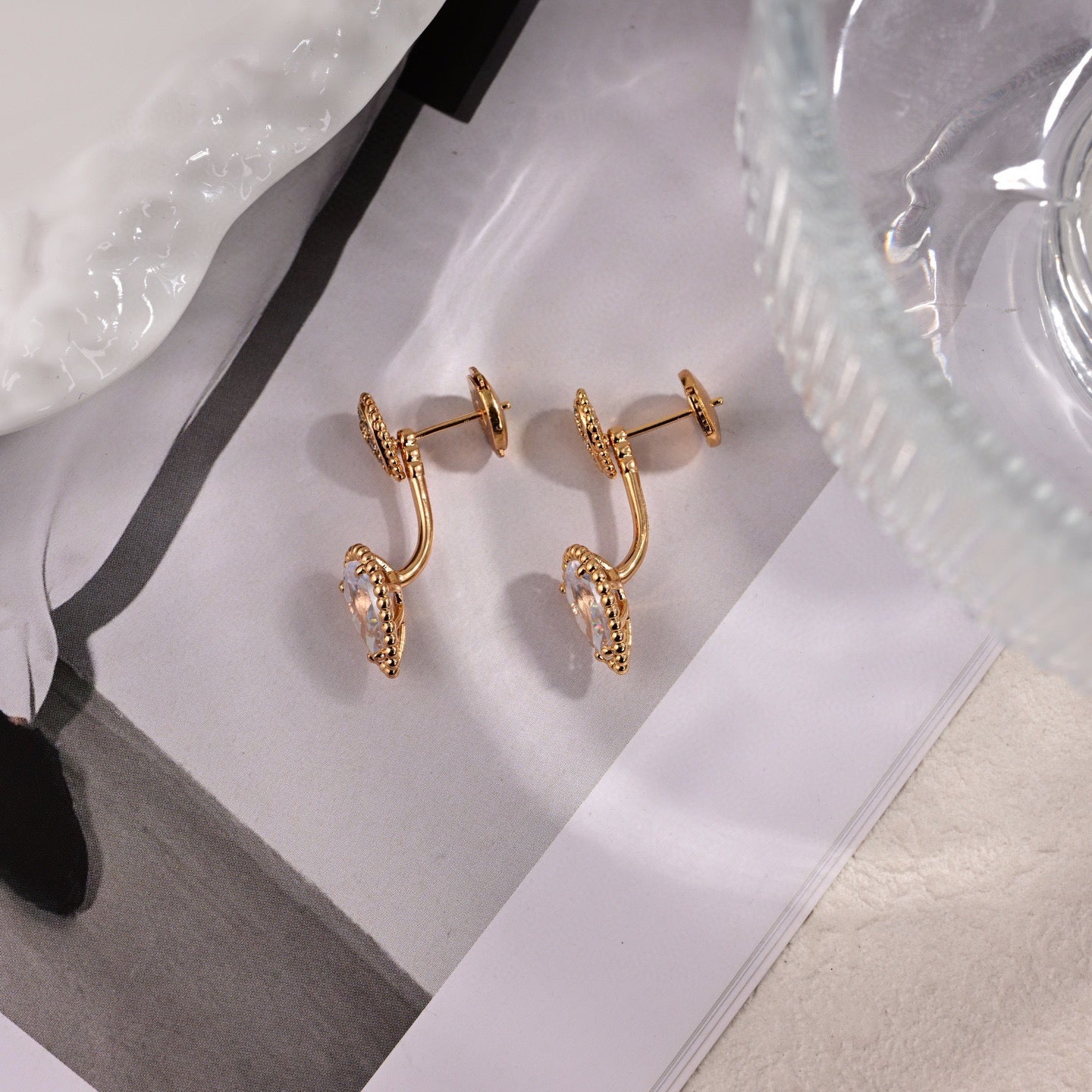 Signature Emblem Stud Earrings in Polished Metal-Tone – Design 089 side detail
