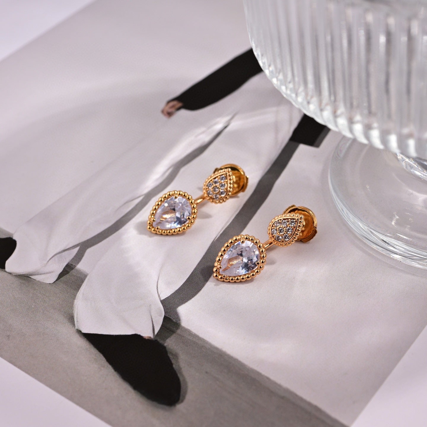 Signature Emblem Stud Earrings in Polished Metal-Tone – Design 089 front product view