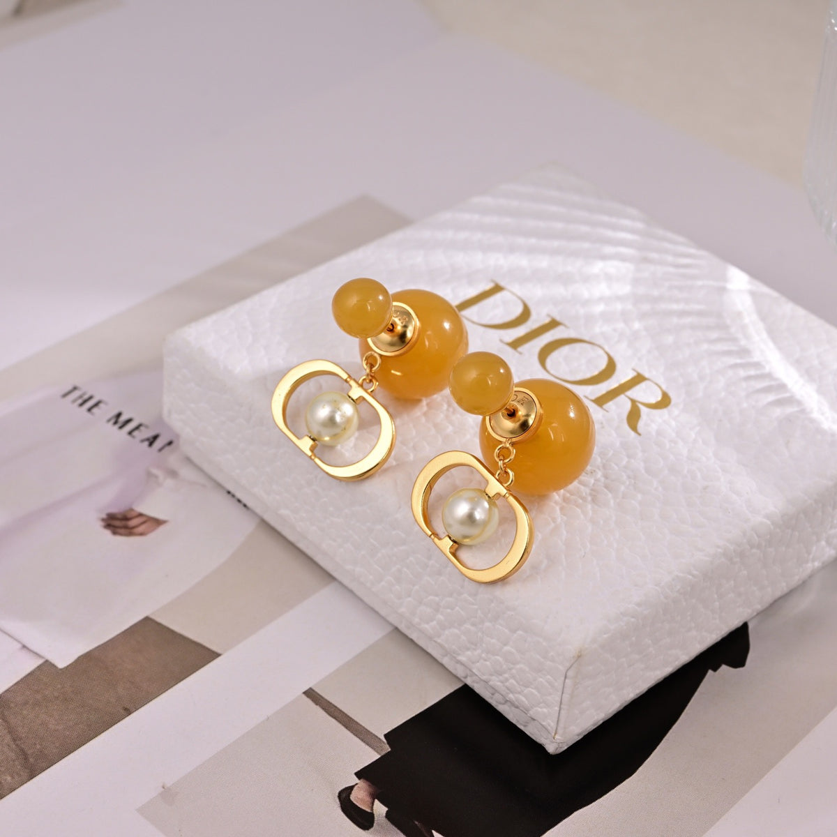Graphic Letter Motif Statement Earrings in Polished Metal-Tone – Design 041 detail view
