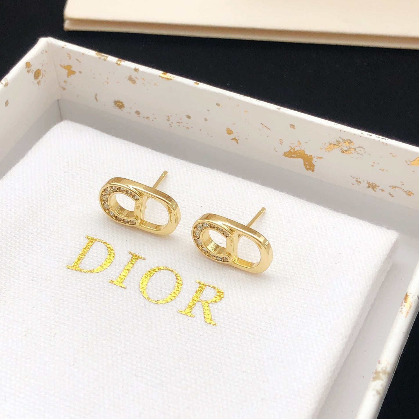 Sculptural Stud Earrings in Polished Metal-Tone – Design 013 front view