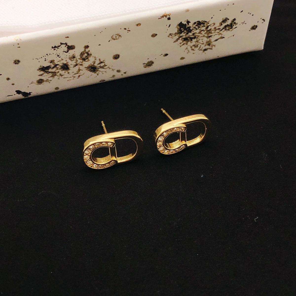 Sculptural Stud Earrings in Polished Metal-Tone – Design 013 detail view