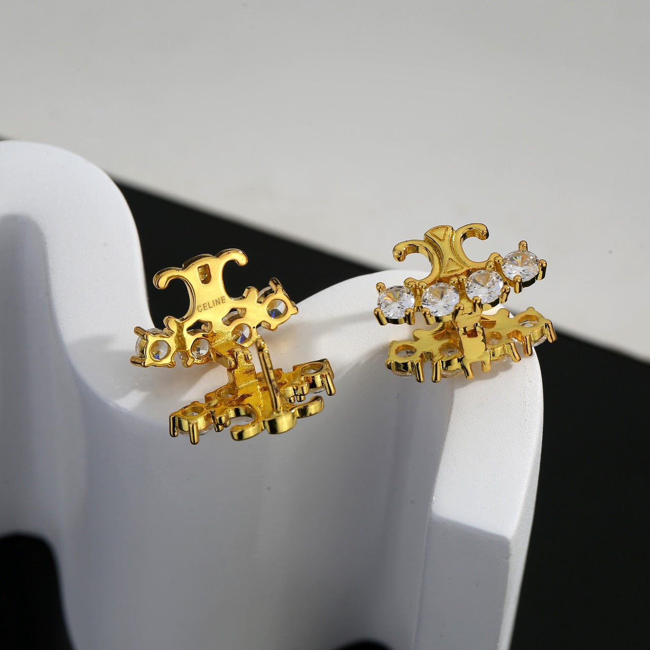 Signature Emblem Stud Earrings in Gold-Tone – Design 06 main product view