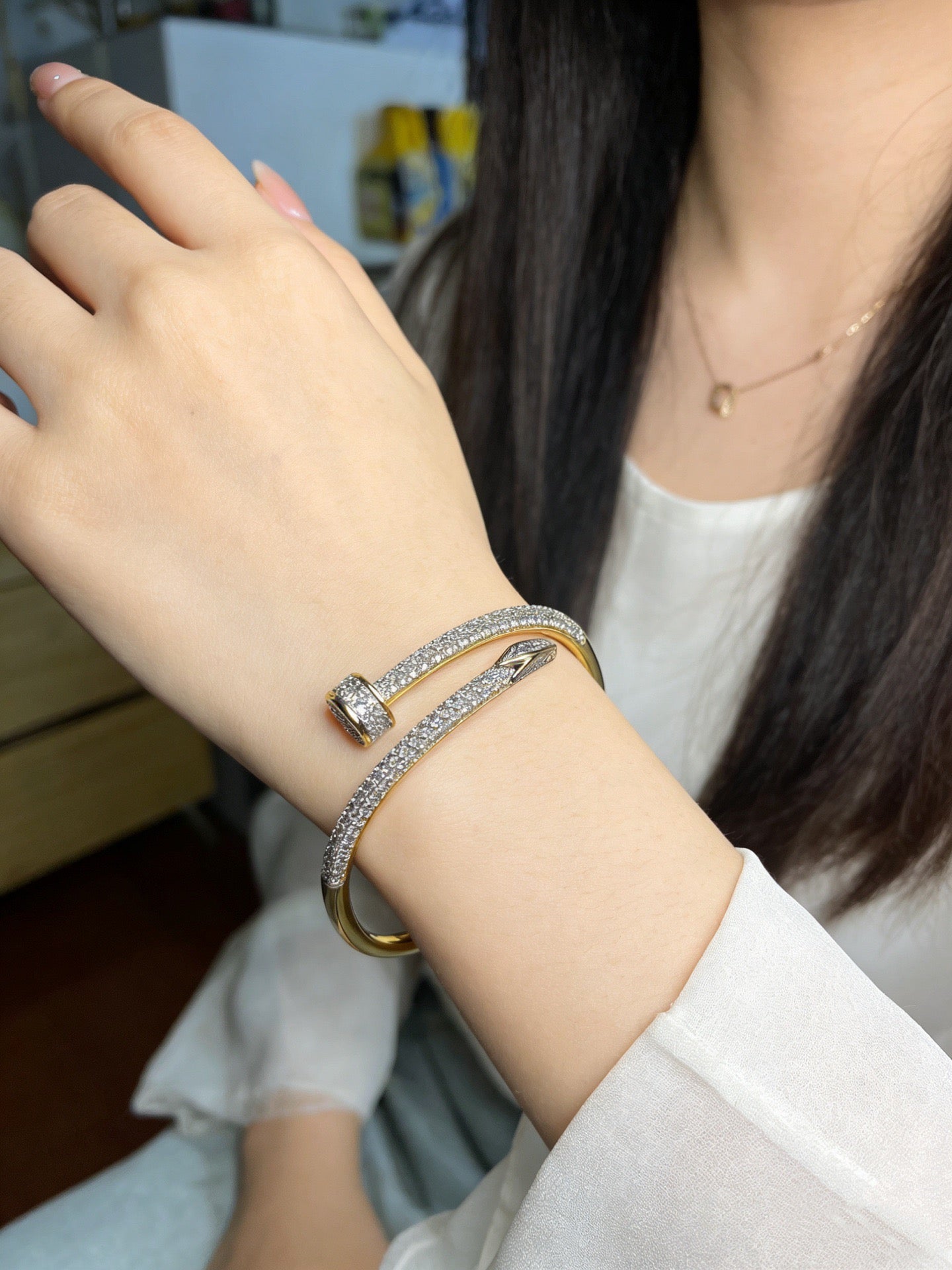 Sculptural Statement Bracelet in Gold-Tone – Design 105 styled view