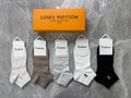 Louis Vuitton Modal Restrained Contrast Motifs Ankle Socks - 5-Pair Set