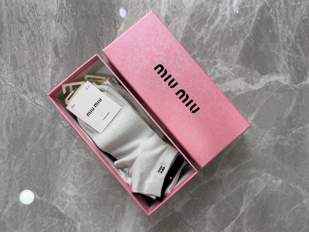 Miu Miu Clean Wordmark Details Ankle Socks - 5-Pair Set