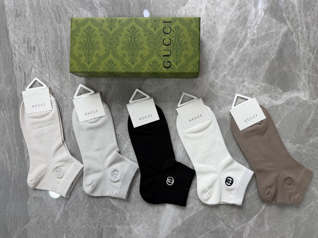Gucci Modal Small Round Emblems Ankle Socks - 5-Pair Set