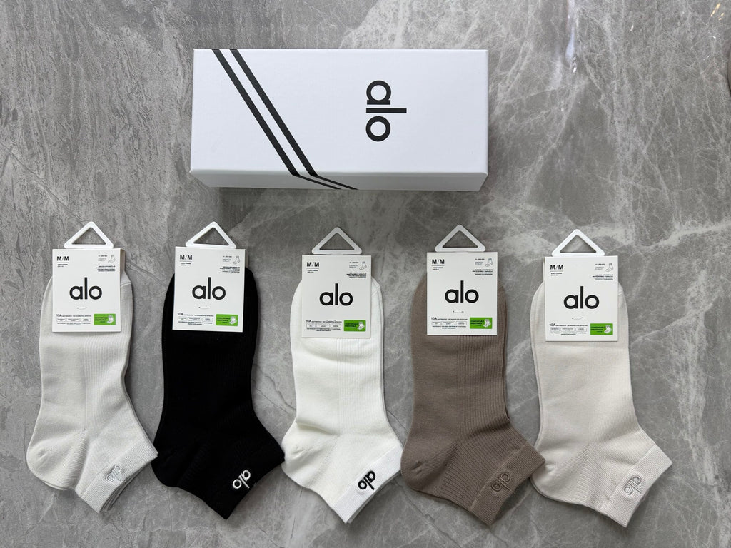 Alo Clean Wordmark Details Ankle Socks - 5-Pair Set