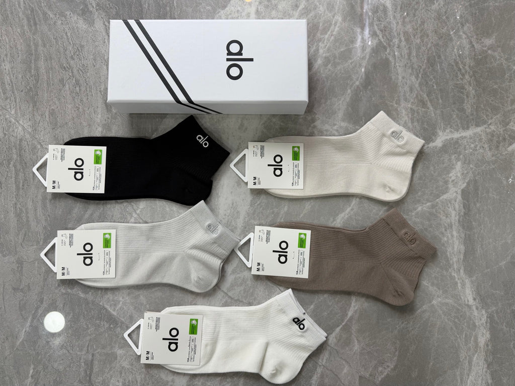 Alo Clean Wordmark Details Ankle Socks - 5-Pair Set