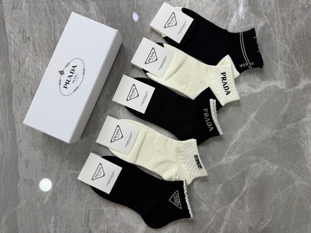Prada Small Triangle Details Ankle Socks - 5-Pair Set