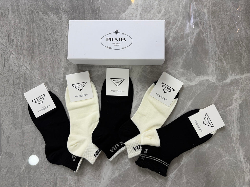 Prada Small Triangle Details Ankle Socks - 5-Pair Set