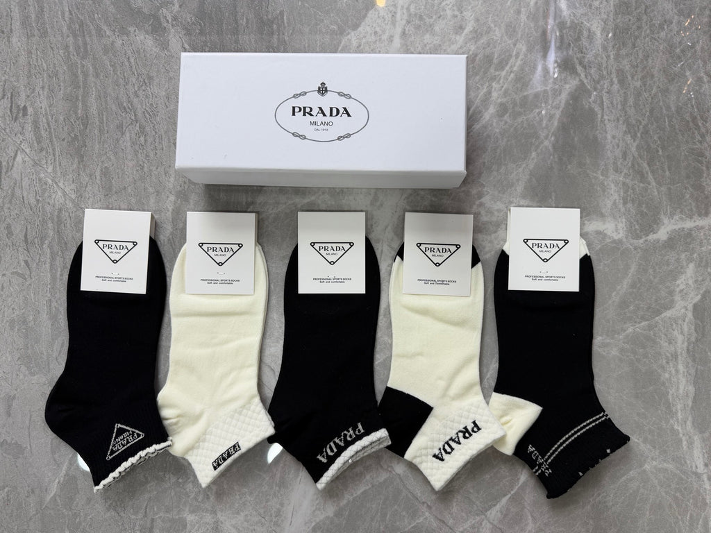 Prada Small Triangle Details Ankle Socks - 5-Pair Set