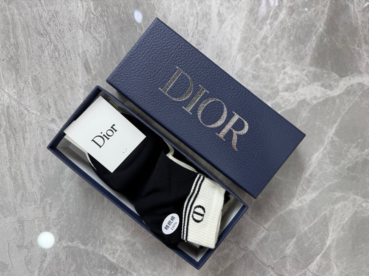 Dior Cotton Visible Branded Cuff Or Emblem Details No-Show Socks - 5-Pair Set