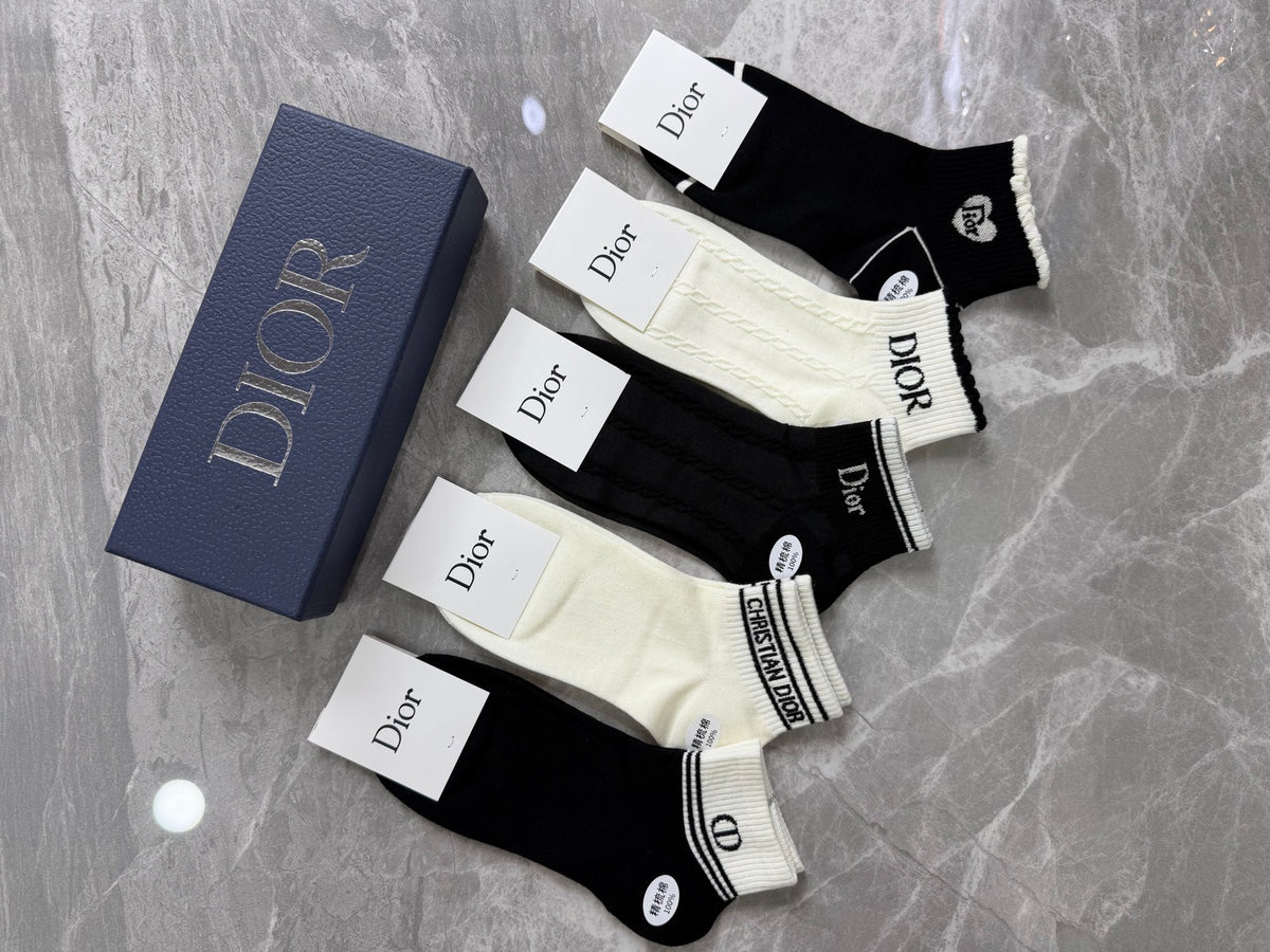 Dior Clean Wordmark Details Ankle Socks - 5-Pair Set