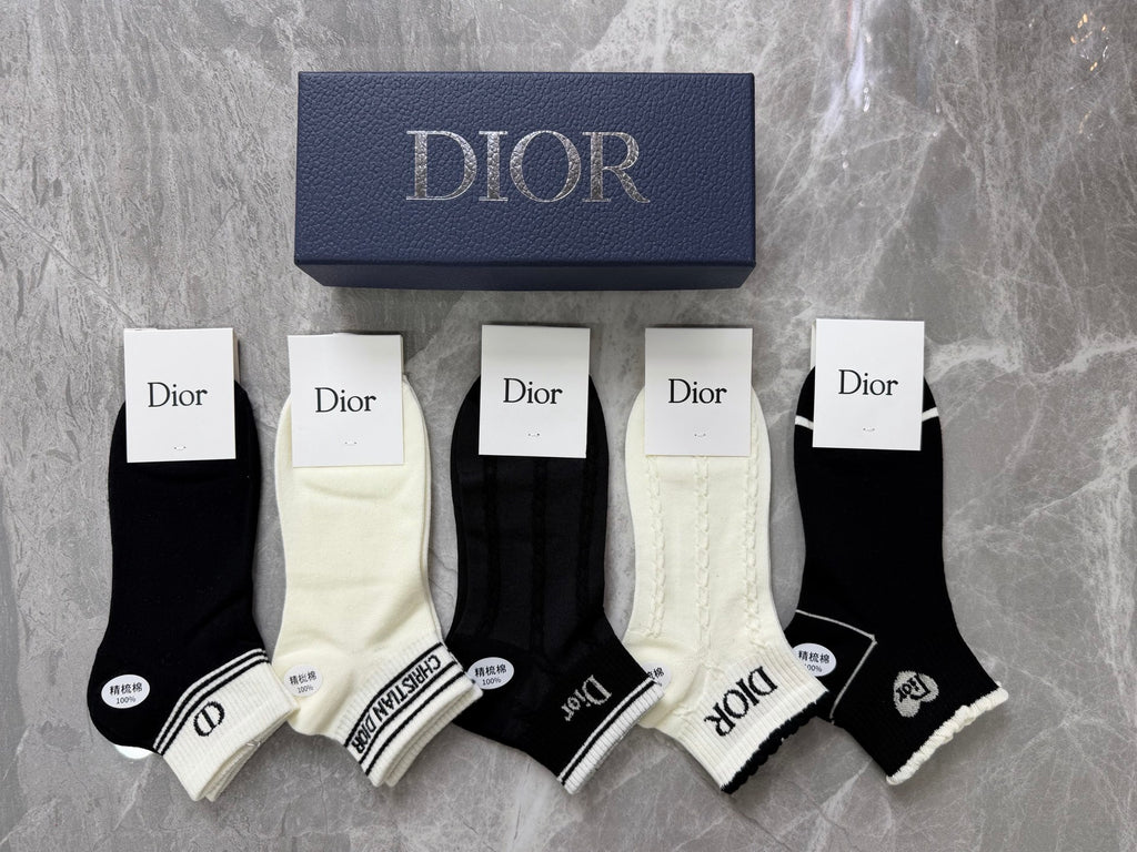 Dior Clean Wordmark Details Ankle Socks - 5-Pair Set