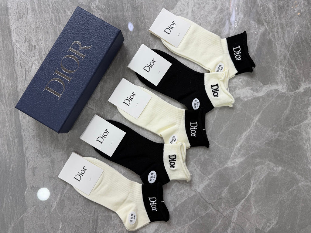 Dior Clean Wordmark Details Ankle Socks - 5-Pair Set