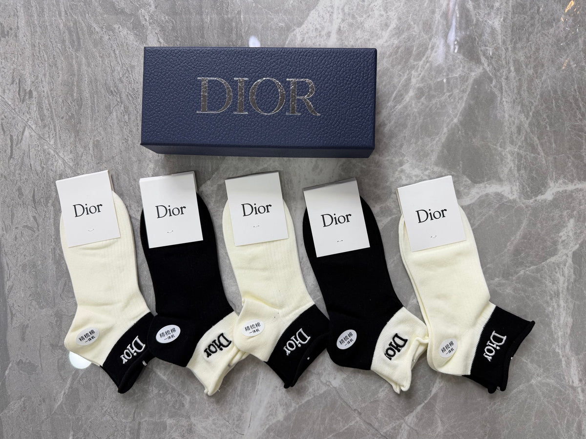 Dior Clean Wordmark Details Ankle Socks - 5-Pair Set