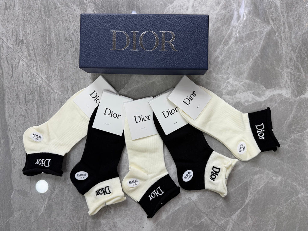 Dior Clean Wordmark Details Ankle Socks - 5-Pair Set
