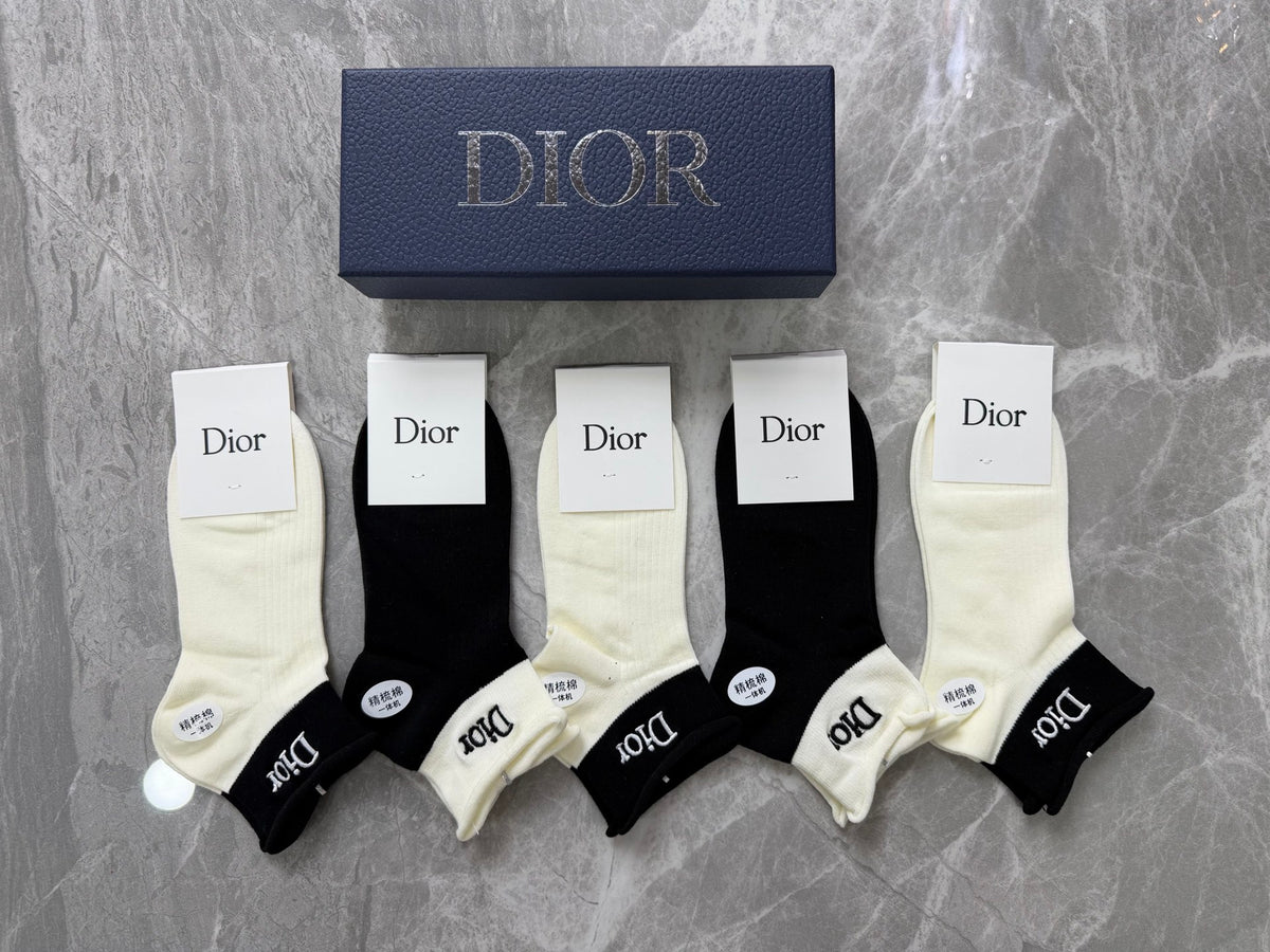 Dior Clean Wordmark Details Ankle Socks - 5-Pair Set