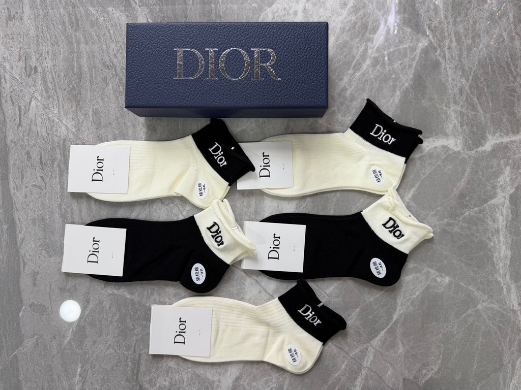 Dior Clean Wordmark Details Ankle Socks - 5-Pair Set