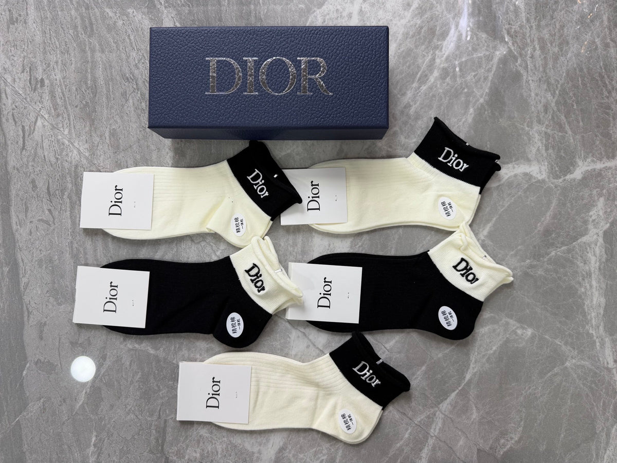 Dior Clean Wordmark Details Ankle Socks - 5-Pair Set