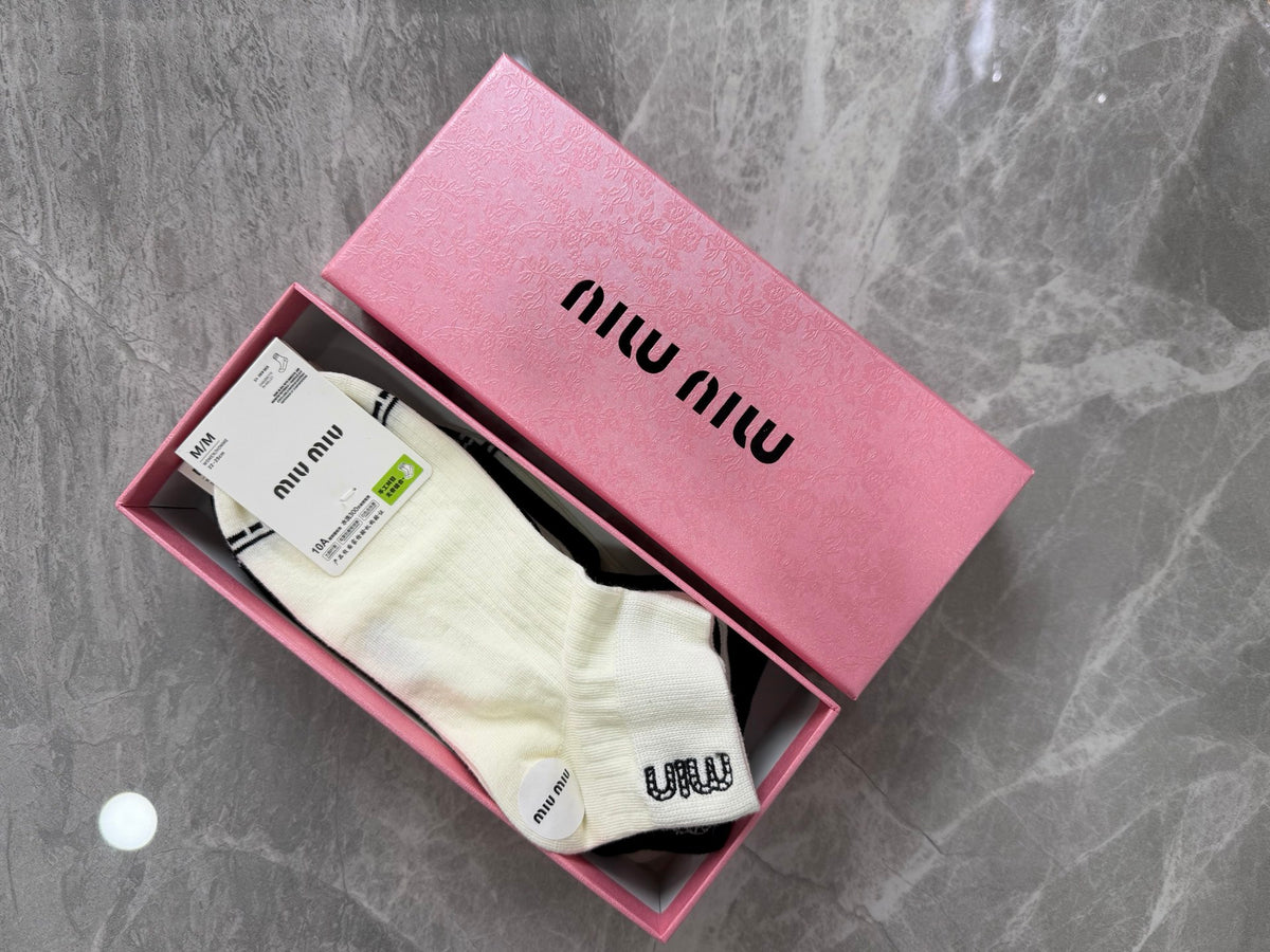 Miu Miu Combed cotton Visible Branded Cuff Or Emblem Details No-Show Socks - 5-Pair Set