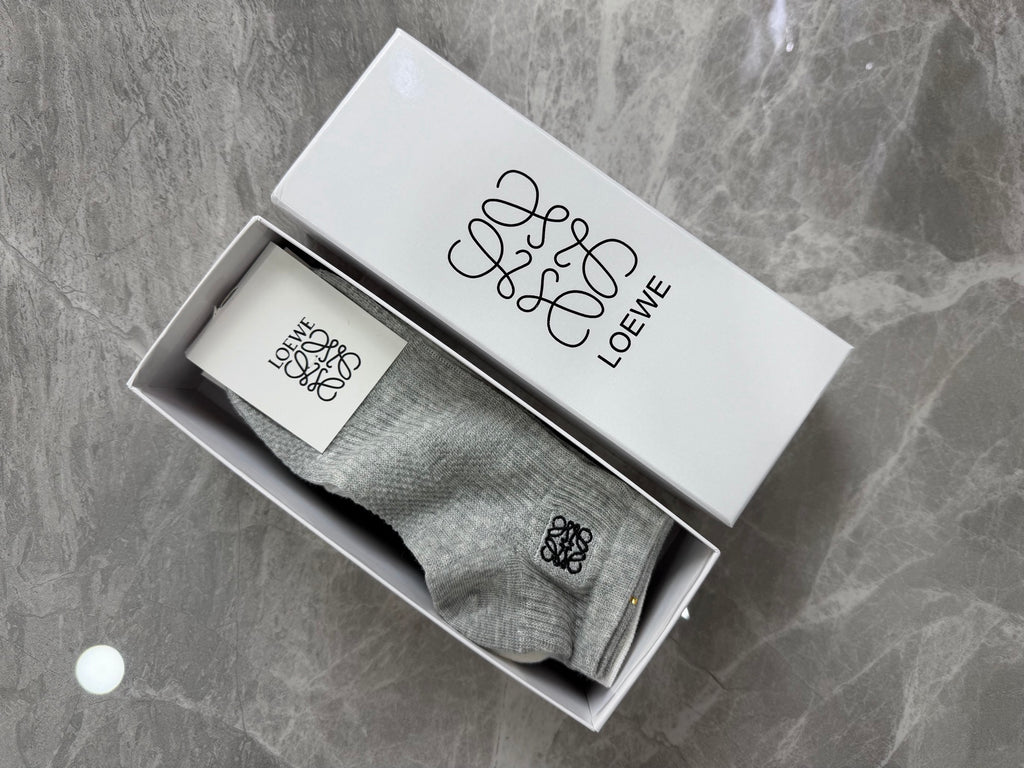 Loewe Cotton Visible Branded Cuff Or Emblem Details No-Show Socks - 5-Pair Set