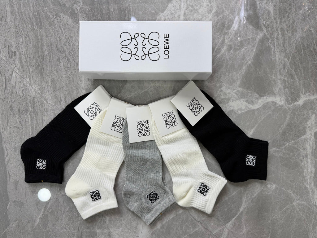 Loewe Monogram-Style Details Ankle Socks - 5-Pair Set