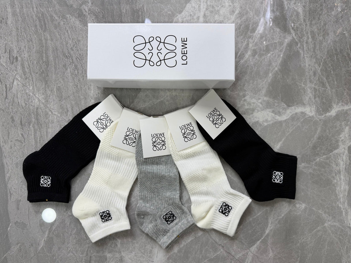 Loewe Monogram-Style Details Ankle Socks - 5-Pair Set
