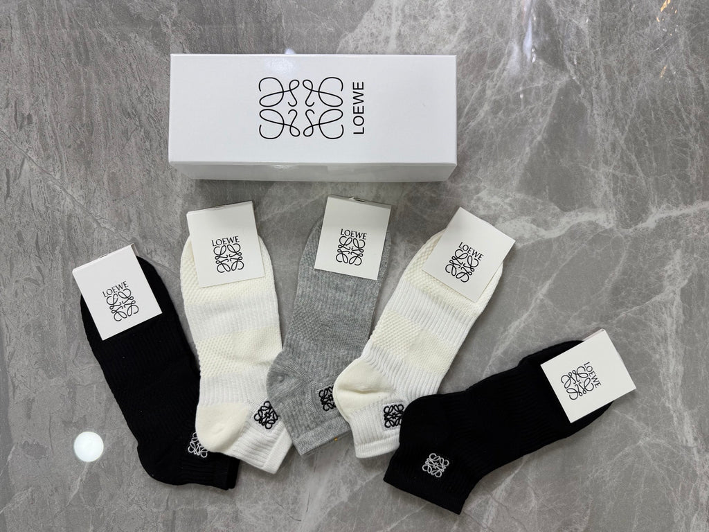 Loewe Monogram-Style Details Ankle Socks - 5-Pair Set