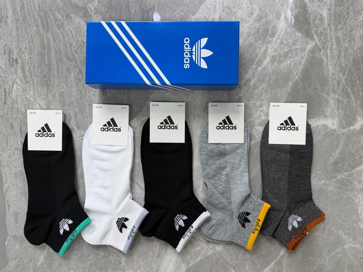 Adidas Sport-Logo Details Ankle Socks - 5-Pair Set