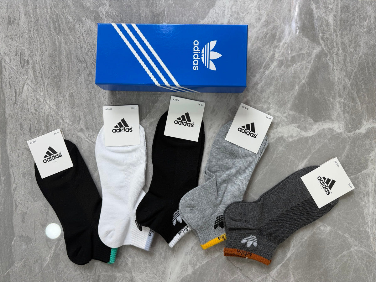 Adidas Sport-Logo Details Ankle Socks - 5-Pair Set
