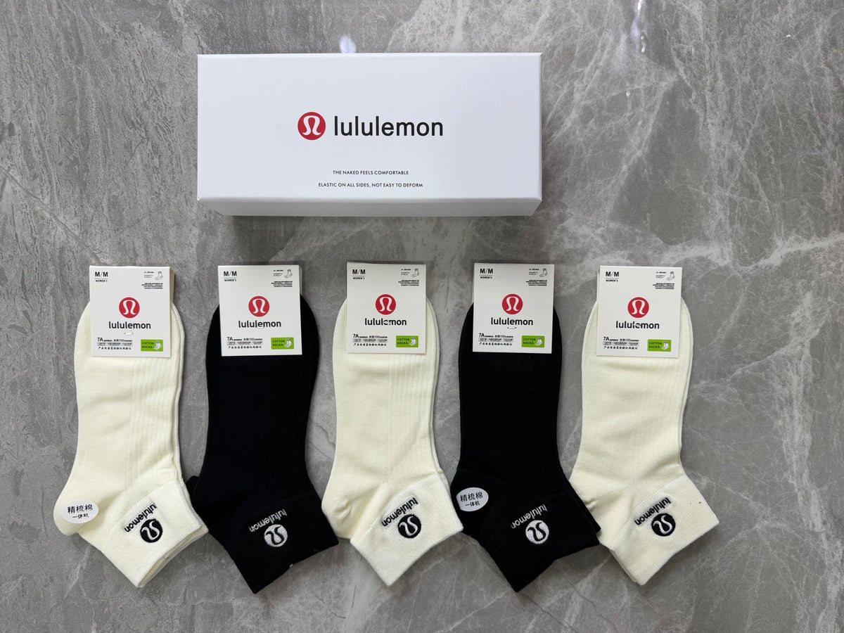 Lululemon Clean Logo Details Ankle Socks - 5-Pair Set