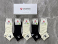 Lululemon Cotton Visible Branded Cuff Or Emblem Details No-Show Socks - 5-Pair Set