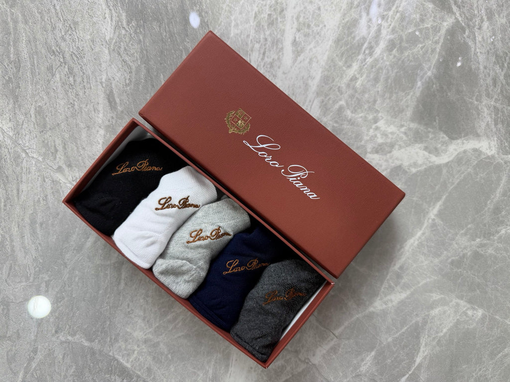 Loro Piana Restrained Script Details Ankle Socks - 5-Pair Set