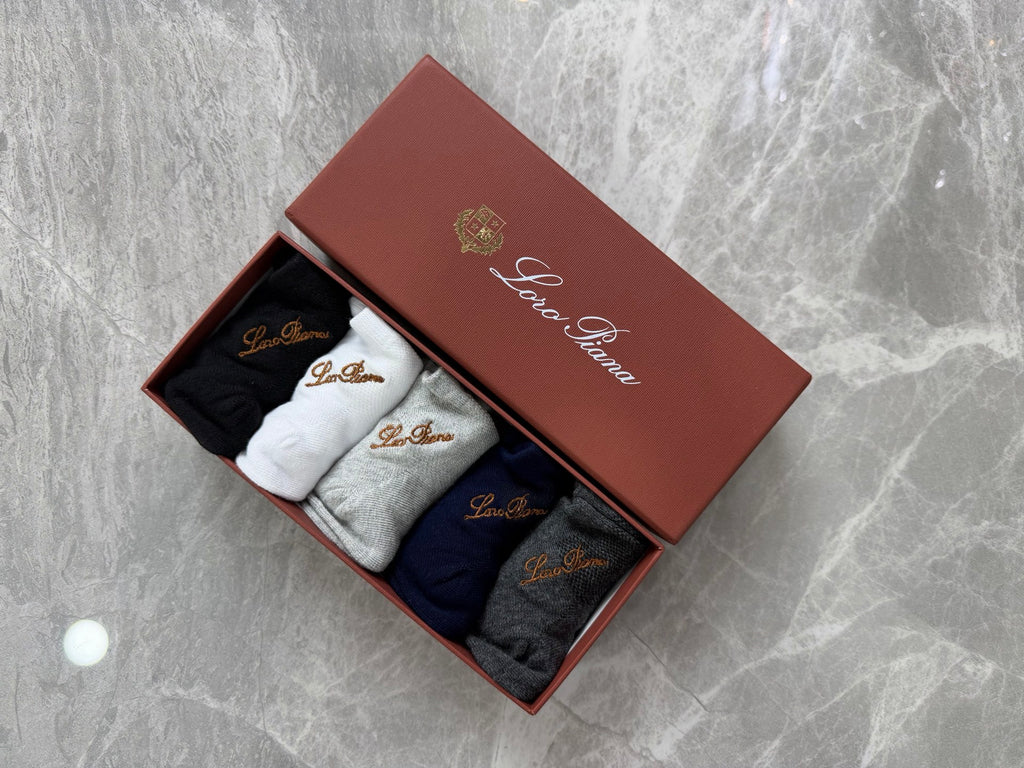 Loro Piana Cotton Visible Branded Cuff Or Emblem Details No-Show Socks - 5-Pair Set