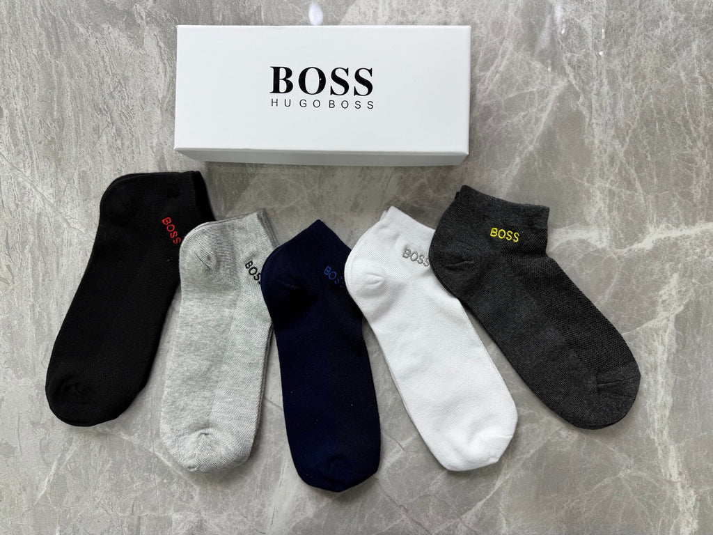 Boss Small Wordmark Details Ankle Socks - 5-Pair Set
