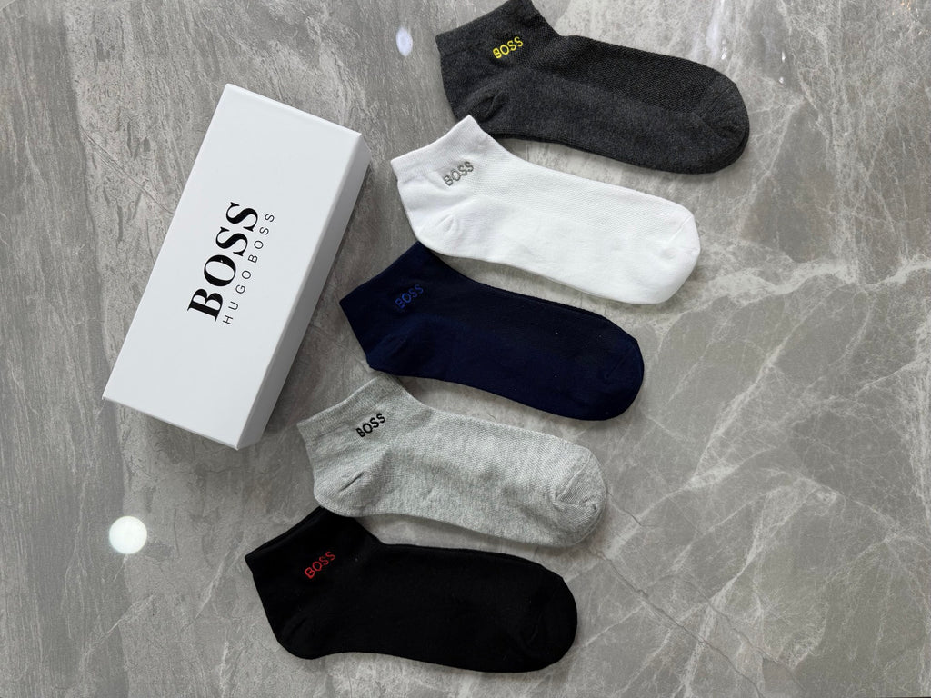 Boss Small Wordmark Details No-Show Socks - 5-Pair Set