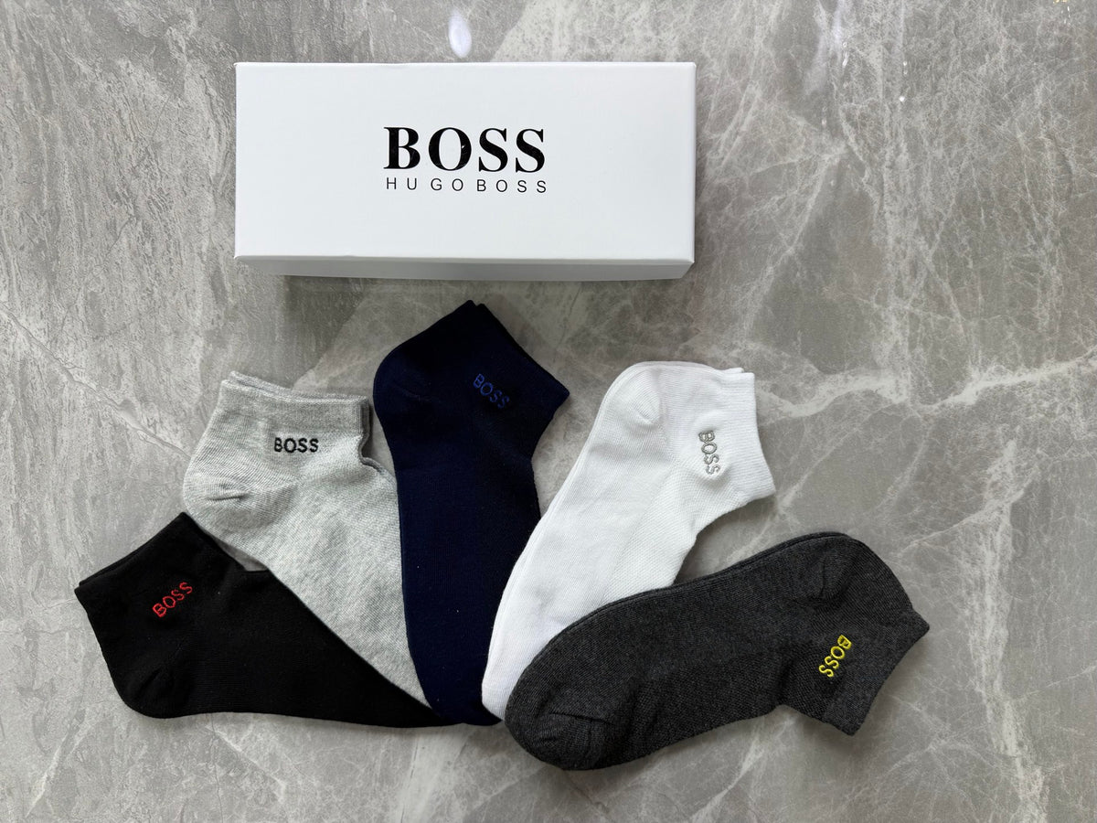 Boss Small Wordmark Details Ankle Socks - 5-Pair Set