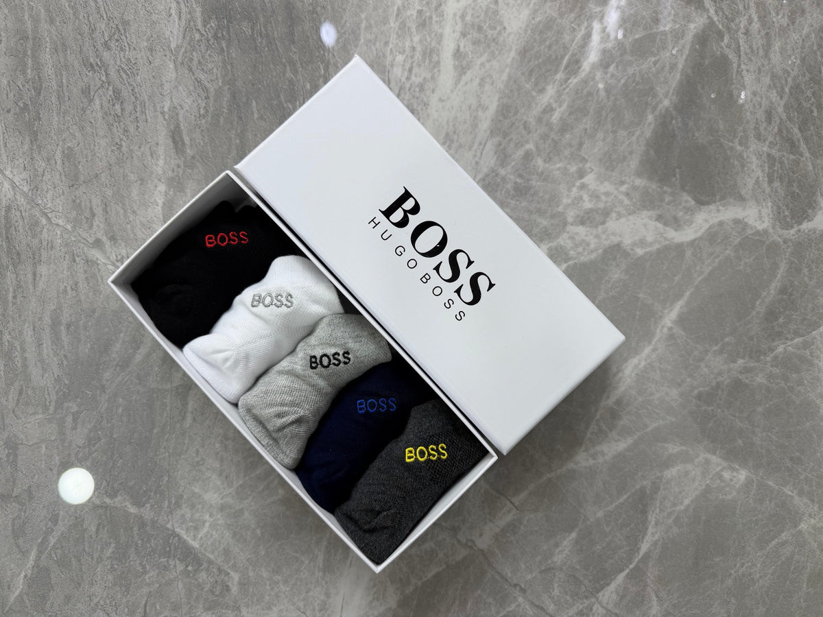 Boss Small Wordmark Details Ankle Socks - 5-Pair Set