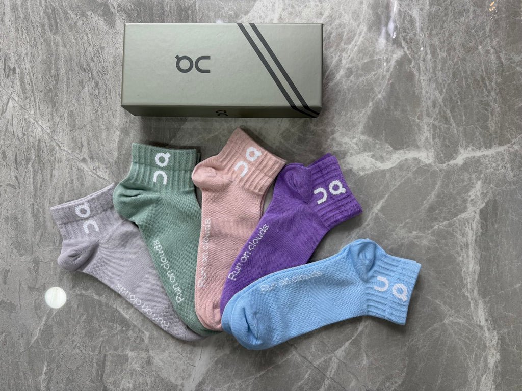 On Clean Performance-Style Logo Details Ankle Socks - 5-Pair Set