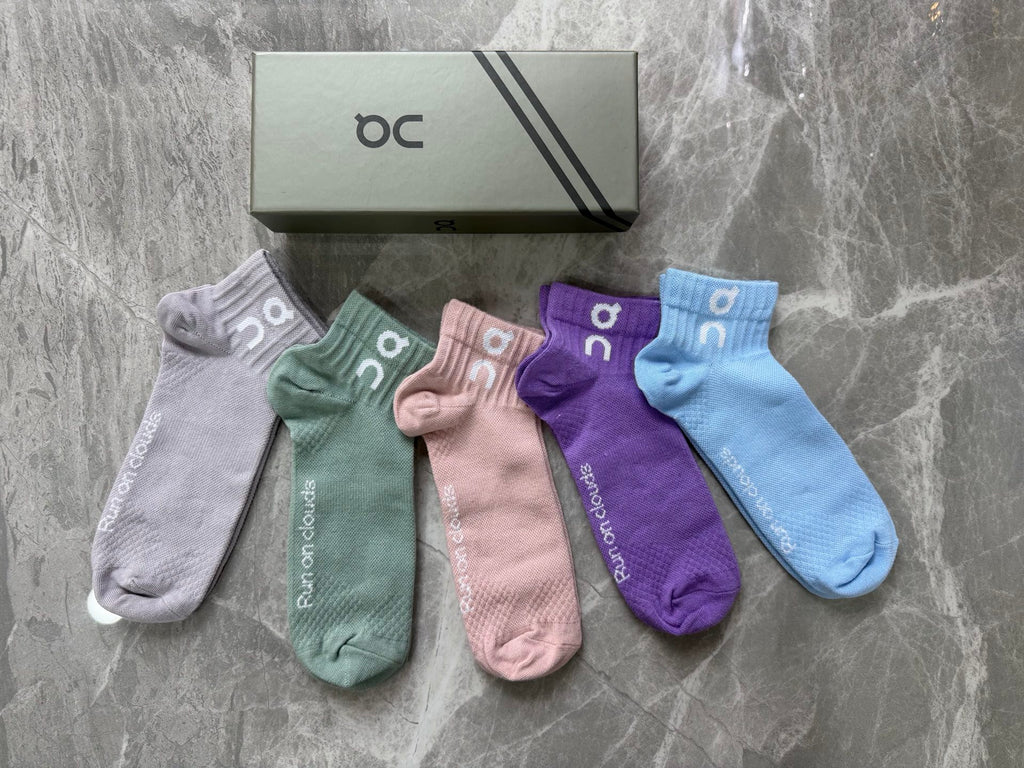 On Clean Performance-Style Logo Details Ankle Socks - 5-Pair Set