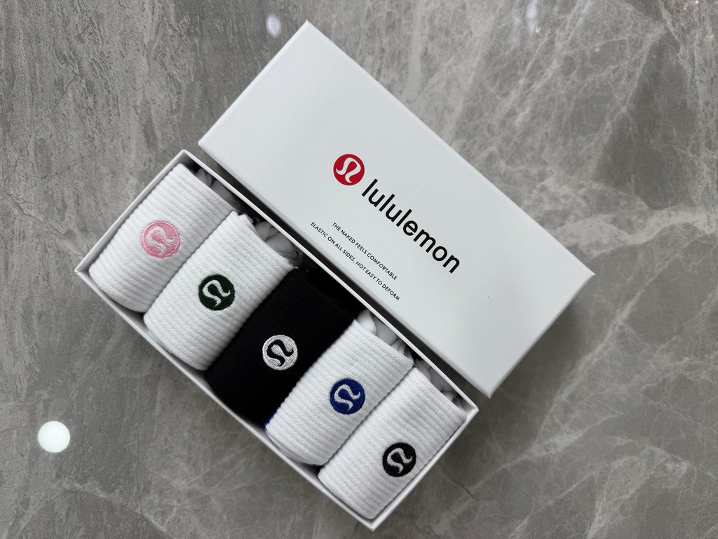 Lululemon Cotton Visible Colour, Cuff And Emblem Details Crew Socks - 5-Pair Set