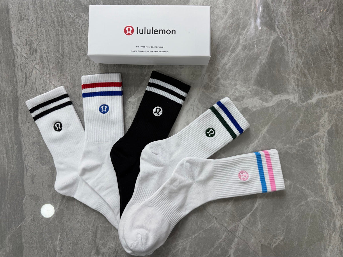 Lululemon Cotton Visible Colour, Cuff And Emblem Details Crew Socks - 5-Pair Set