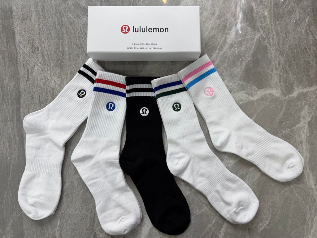 Lululemon Cotton Visible Colour, Cuff And Emblem Details Crew Socks - 5-Pair Set